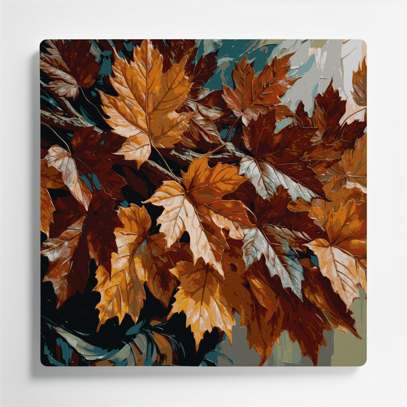 «Botanical Sycamore Leaves», art mural en métal noir, H 32 po x l 32 po