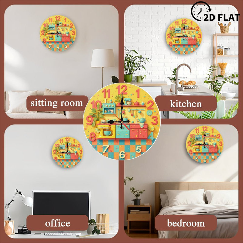 Colorful Kitchen Retro Clock Design