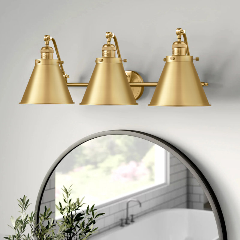 Éclairage pour salle de bain à 3 lumières à intensité variable Donovan, Or satiné, Or satiné, DEL