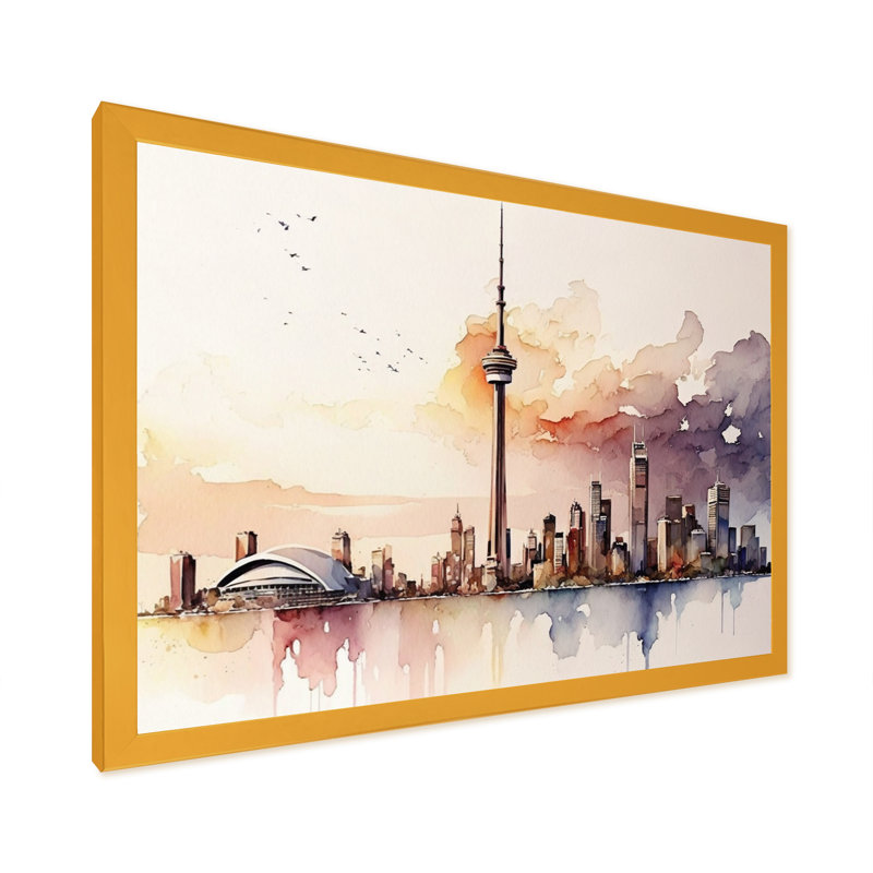 Toronto Skyline VII - reproduction sur toile, H 30 po x l 40 po x P 1,5 po, Impression dorée sur toile encadrée