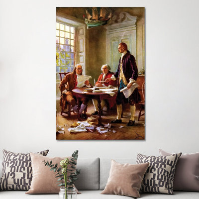 Restored Vector Painting Of The Writing Of The Declaration Of Independence by John Parrot - Wrapped Canvas Graphic Art