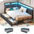 Corner Bed Frame with LED Lights and Charging Station, Cord Cloth Upholstered Bed with 2 Underbed Storage Drawers, Modern Sofa Bed, No Box Spring/No Noise-222030704-213568558