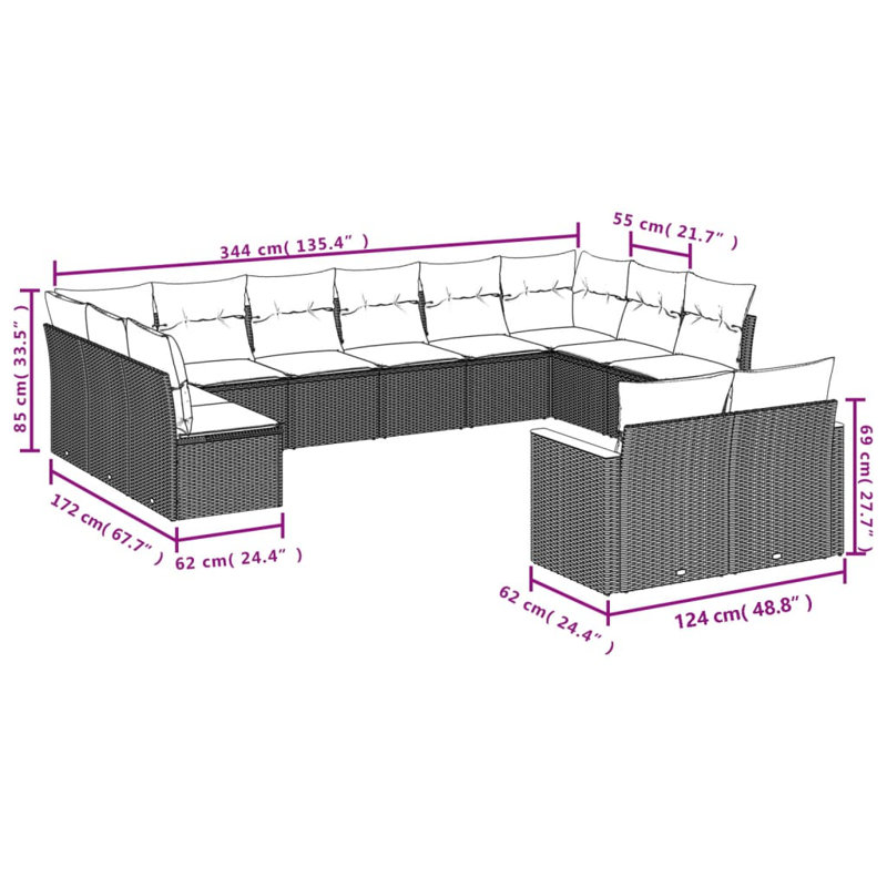 Ensemble de canapé de jardin Vidaxl beige