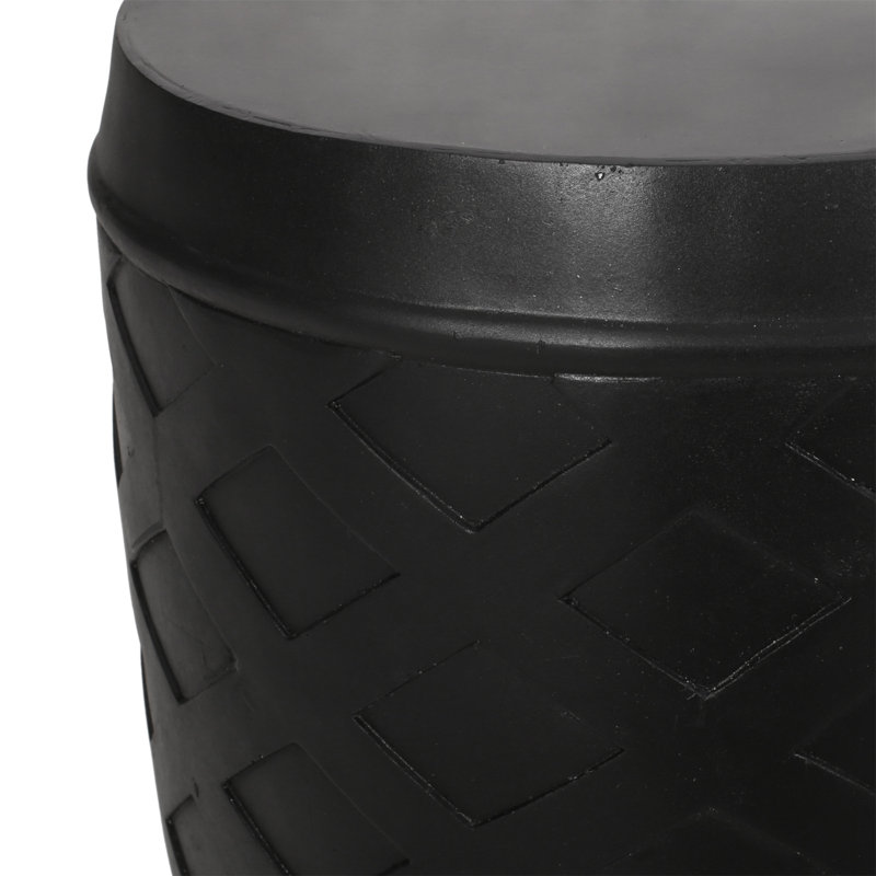 Admiral Round Concrete Outdoor Side Table , 15.5'' in. W 15.5'' in. D, Matte Black