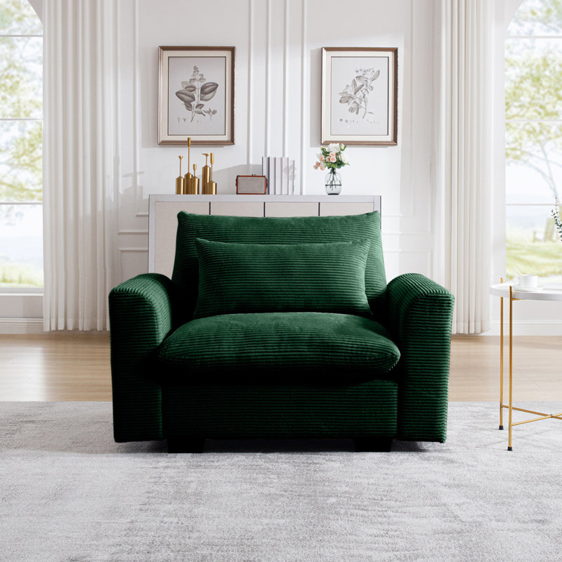 Canapé rembourré Comfy, Velours côtelé vert