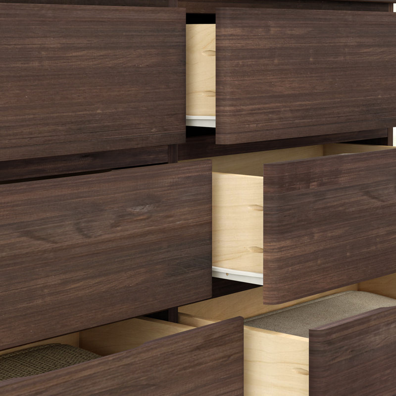 Modern Farmhouse 6 Drawer Dresser, Barnwood Brown