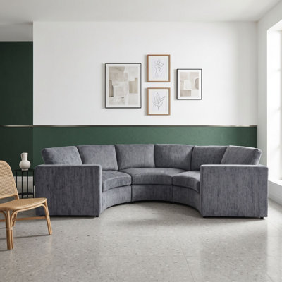 Curved Modular 3-Seat Sectional Sofa with Deep Seating, Removable Cushions and Pocket Spring Foam Support