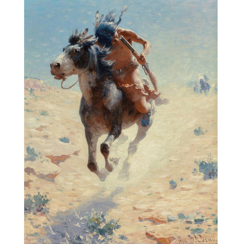 "Indian Rider" par William Robinson Leigh - Art mural sur toile tendue avec châssis, H 40 po x l 28 po