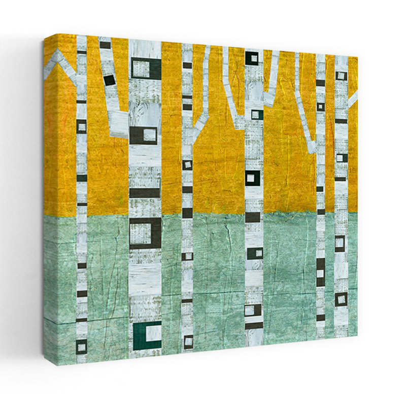 Au début de l'hiver, bouleaux, paysage abstrait contemporain, art naturel, H 32 po x l 32 po