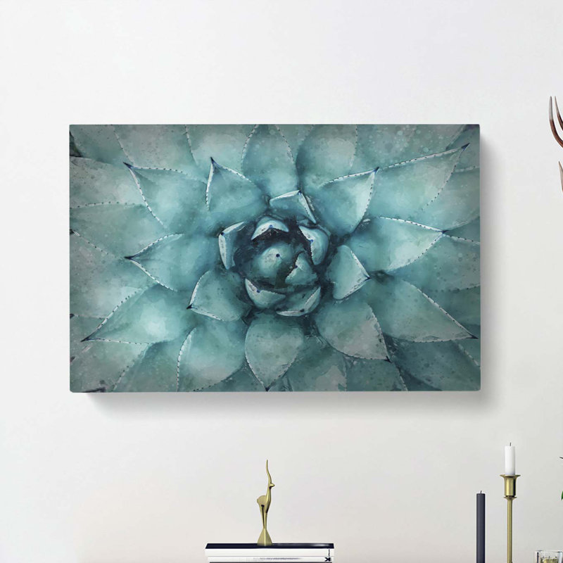 Centre of a Green Succulent Plant - Wrapped Canvas Graphic Art Print, 50cm H x 76cm W x 3cm D