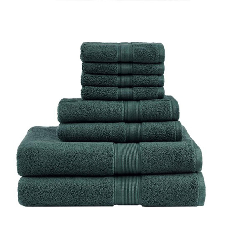 Ensemble de serviettes antimicrobiennes 100% coton 8 pièces, Vert foncé