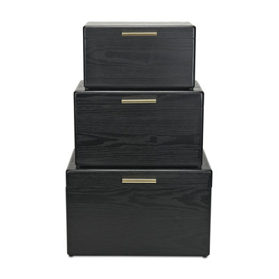 Sable Set of 3 Trunks with Gold Handles