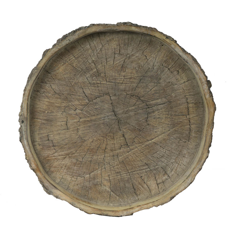 Plat rond en faux bois, H 1,2 po x l 9 po x P 9 po