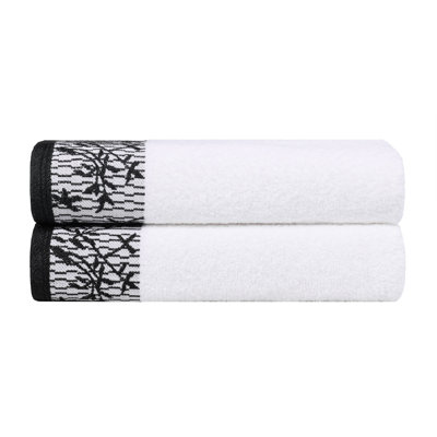 Carinna Cotton Medium Weight Floral Jacquard Border Assorted Bathroom Towel Set