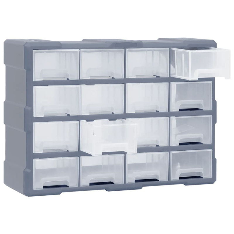 16 Drawer Storage Drawer, Grey