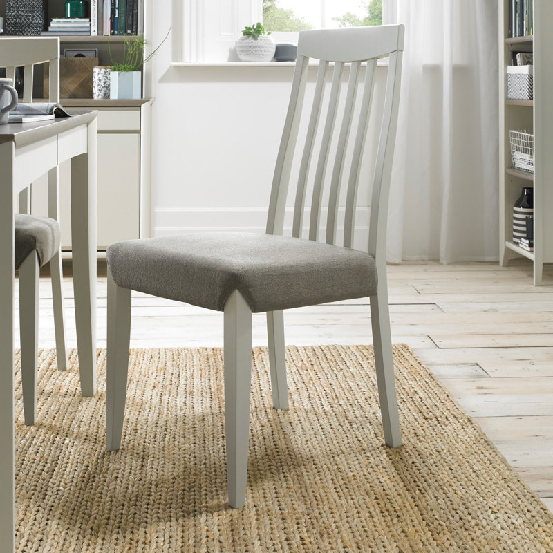 Izzie Upholstered Slat Back Side Chair, Grey, White