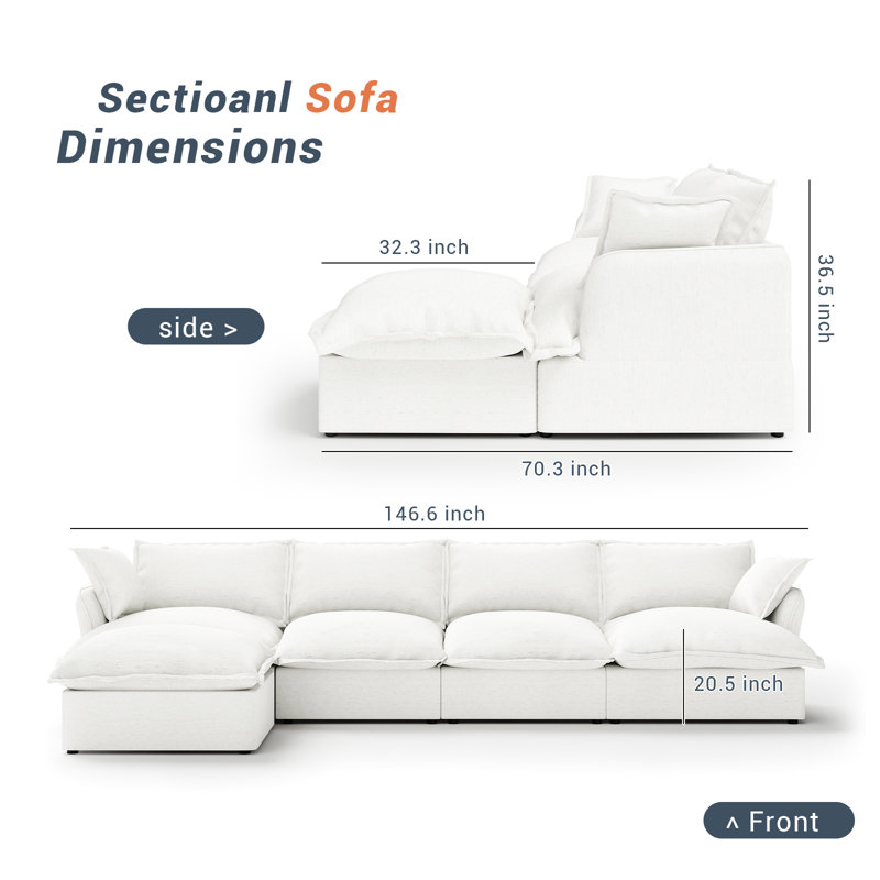 Canapé rembourré, canapé modulaire Cloud Canapé Cloud, Blanc, 5