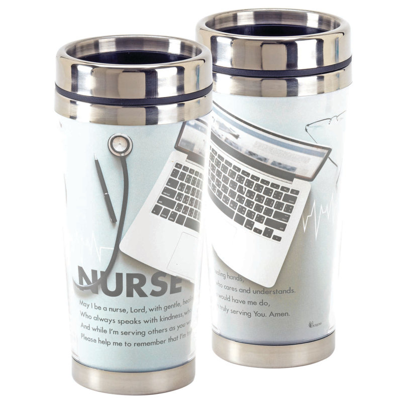 Grande tasse de voyage en acier inoxydable 16 oz infirmière