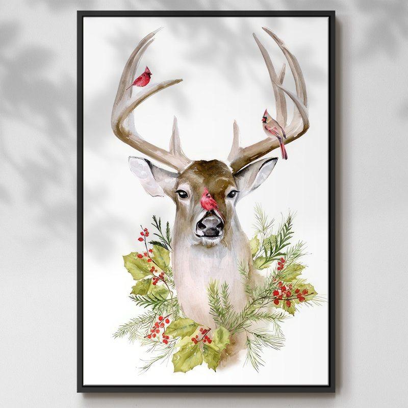 Collection de cerfs des Fêtes B, Cadre noir, H 41 po x l 27 po x P 1,5 po