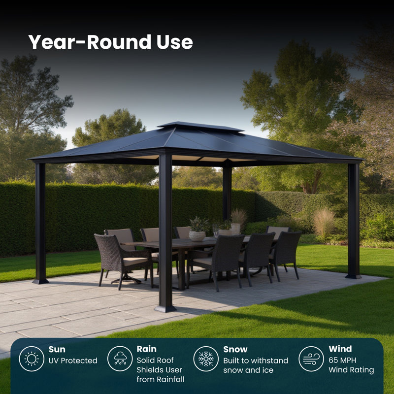 Santa Monica Aluminum Patio Gazebo, 12 ft x 16 ft