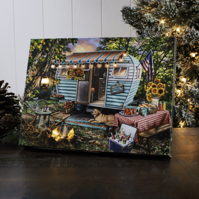 Home Sweet Home RV 8x6 Mini Lighted Easel Back Canvas