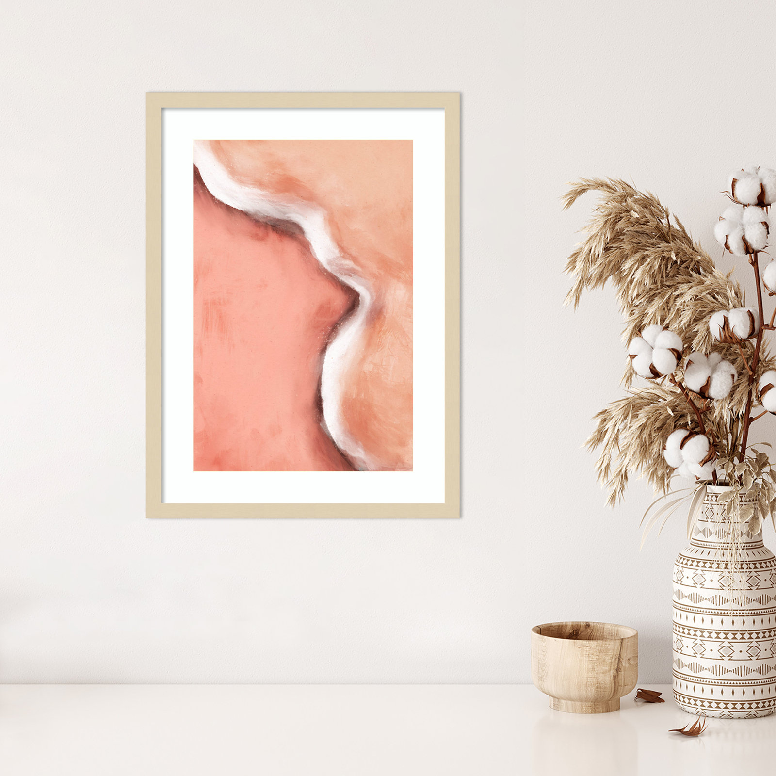 Galya "Peachy Wave" Print by Treechild, 25" H x 19" W, Brown