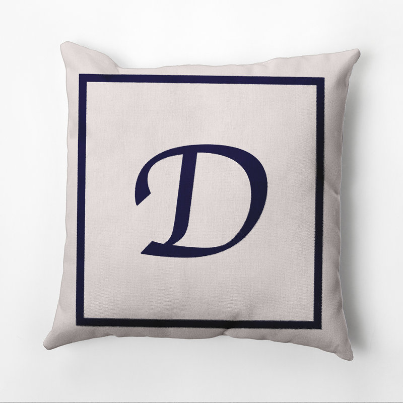 Reversible Throw Pillow, 16"x16", Navy Blue/White, D