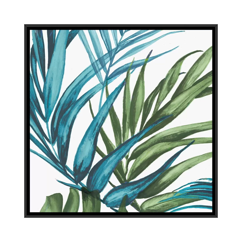 " Palm Leaves II " by Eva Watts, 18" H x 18" W x 1.5" D, Black Framed Canvas, No Mat