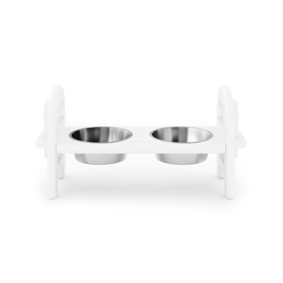 Travel- Pet Feeding - Adjustable Bowl, , Recycled Lumber, Water , White, 19.37 X 7.12 9.73 In White Bowl For Travel Adjustable, Plastic, 19X7x9.5