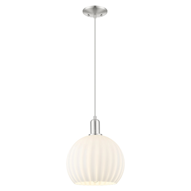 Arcadia - Blanc vénitien - Mini luminaire suspendu à cordon 1 lumière 10 po, H 12,58 po x l 10 po x P 10 po