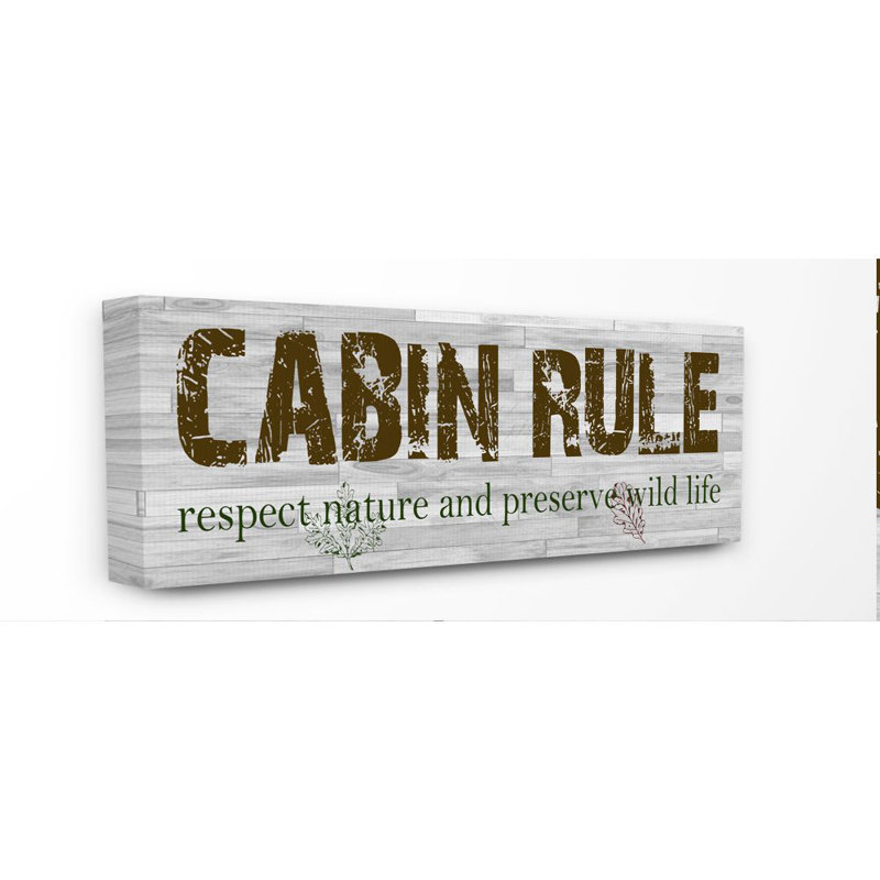 « cabane rules country home en bois texturé », impression sur toile, H 13 po x l 30 po, Toile tendue