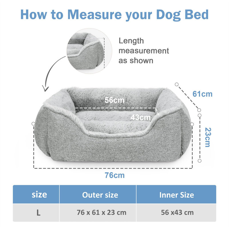 Broadway Pet Bed, 23cm H x 76cm W x 61cm D