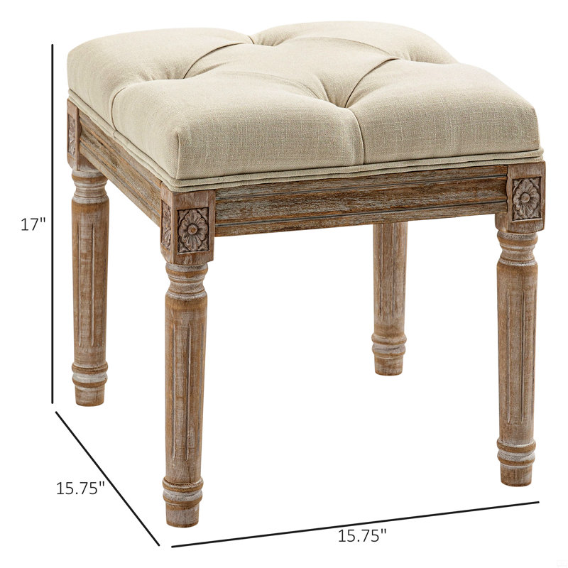 Repose-pieds 16 po avec repose-pieds capitonné et siège rustique 16 po, Polyester beige