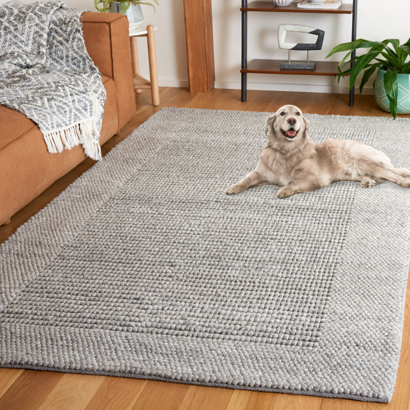 Natura Hand Woven Wool/Pet Wool/Cotton Solid Color Rug in Gray, Rectangle 5' x 8'