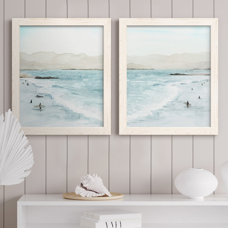 " In The Surf I " 2 - Pieces Painting Print, 24" H x 36" W, White