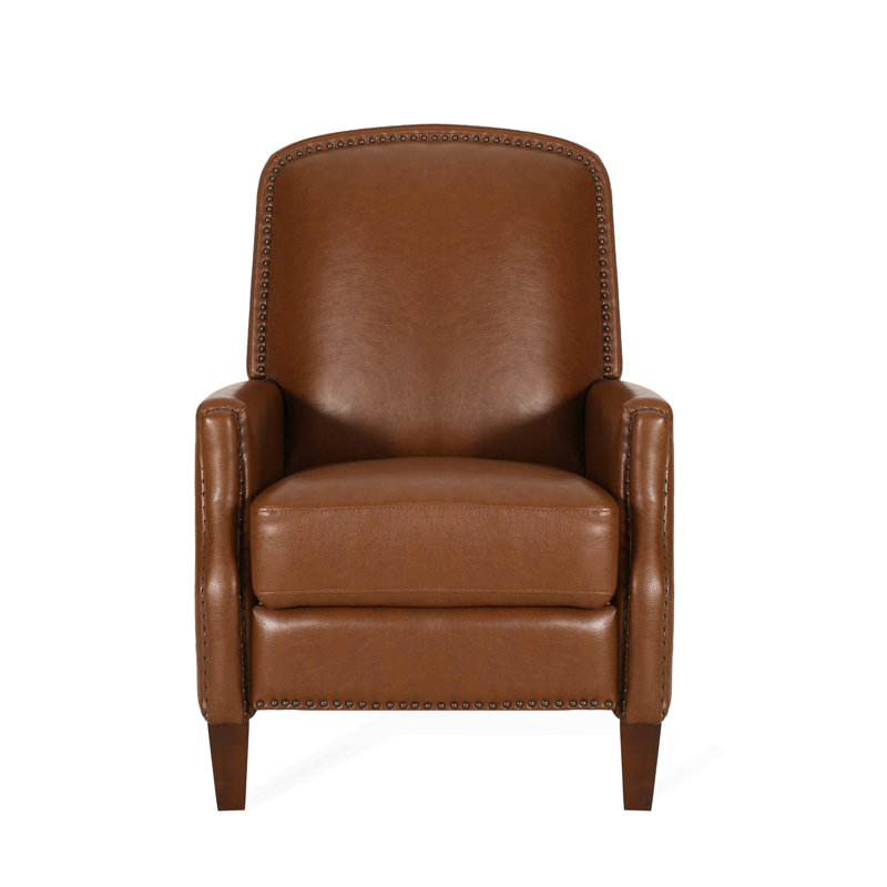 Fauteuil inclinable manuel en cuir synthétique, Marron clair