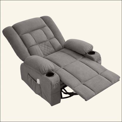 Massage Rocker Recliner Chair With 4-Point 3D Kneading Massage And Heat For Living Room With Rocking Function And 2 Cup Holders, USB Charge Port