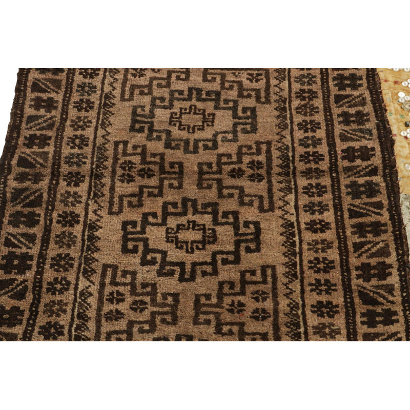 Wool Geometric Area Rug in Beige