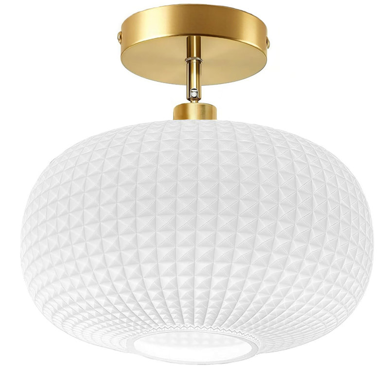 Plafonnier semi-encastré, plafonnier en verre opalin, plafonnier de cuisine, luminaires pour plafonds inclinés, luminaire scolaire, plafonnier de style années 50 pour véranda ou chambre