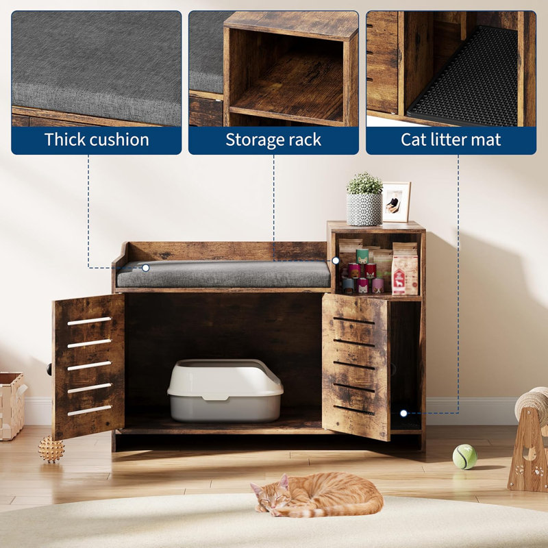 Enceinte cachée pour litière pour chat, Brun