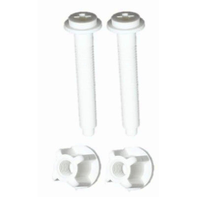 Universal White Plastic Toilet Seat Hinge Bolt Screws - Top Mount Replacement with Plastic Nuts