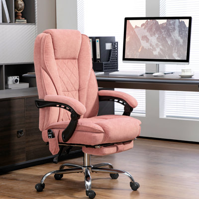 Pink Reclining Chair With 6 Point Vibration & Heat, Adjustable Height, Foot Rest, Mite 3 Intensity Levels