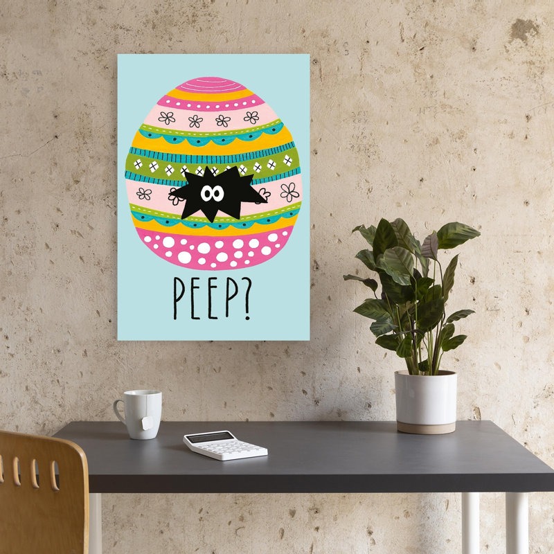Peeping Easter Chick Colorful Playful Whimsical Spring Wall Art Print, 45.72cm H x 30.48cm W