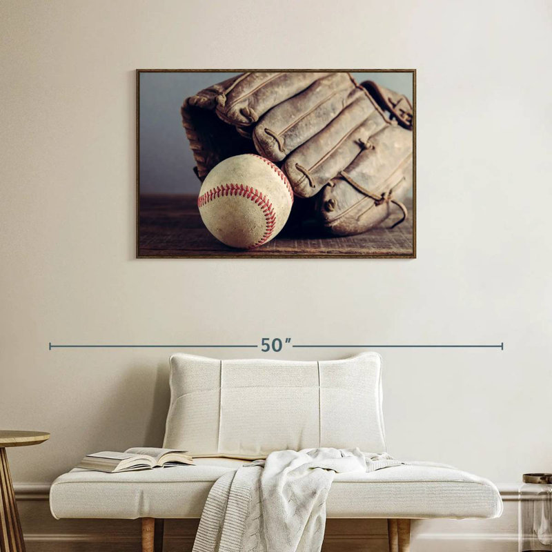 Souvenirs de baseball, 37 po x 25 po, Cadre flottant noyer
