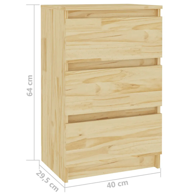 Goldmon 40cm W Solid Wood Bedside Table, Oak