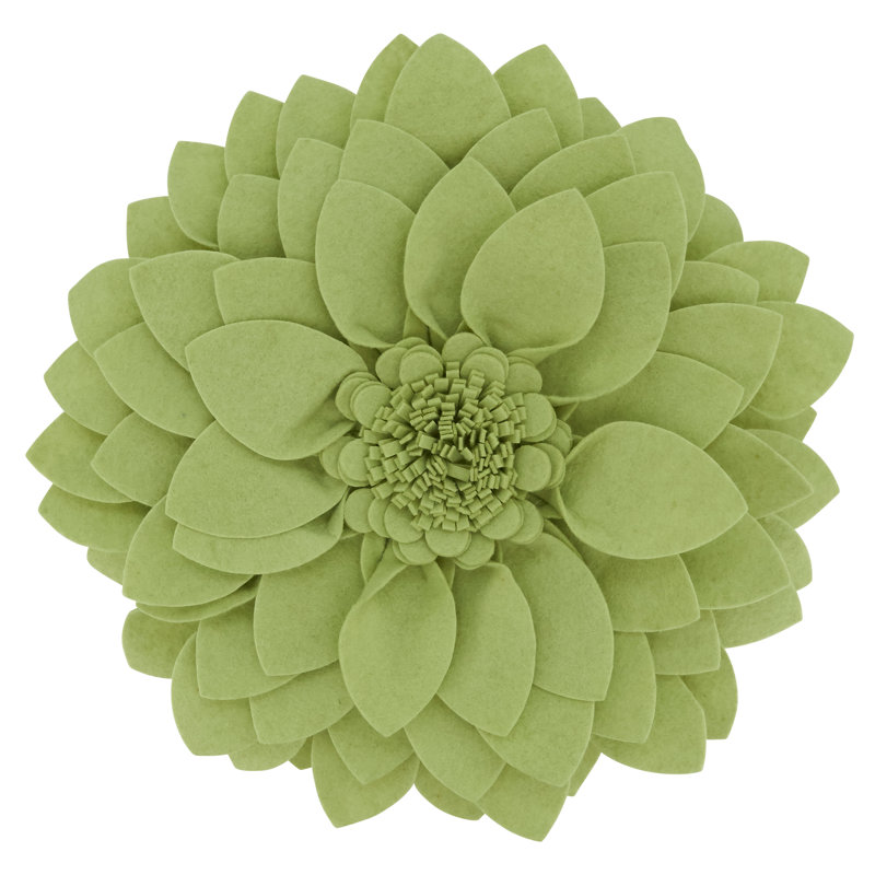 Fleur De Jardin Collection Ruffled Throw Pillow, 13" x 13", Lime