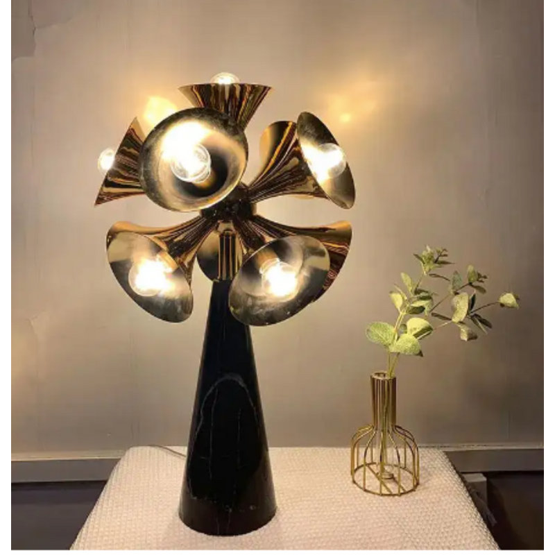 Botti Inspired Marble Table Lamp With Iron Base | E27 Socket | 2700K Soft Warm Light, Gold