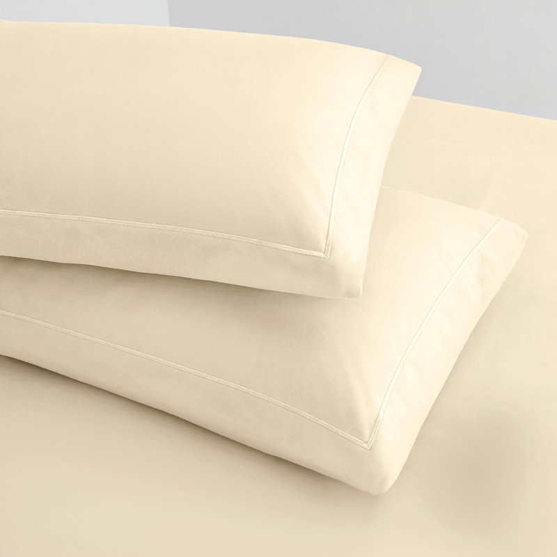 Ensemble de housse de couette en coton certifié égyptien 3 pièces, Housse de couette simple + 1 taie décorative stan, Ivoire