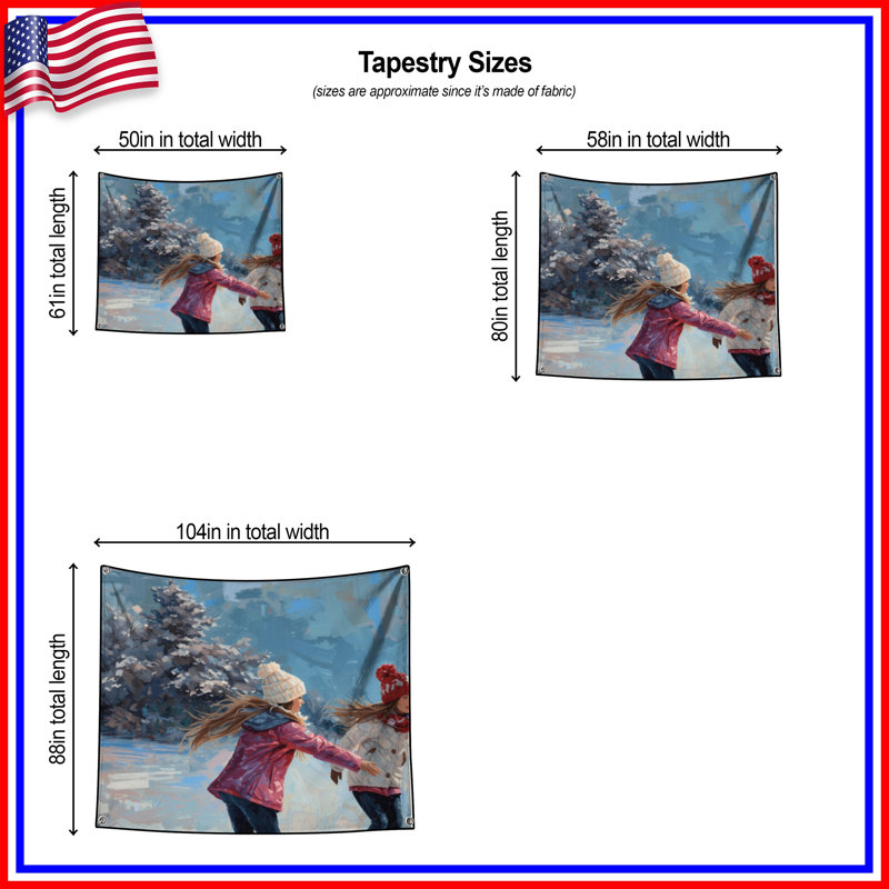 Tapisserie murale pour enfants patinage sur glace - Décoration murale patinage sur glace, H 68 po x l 80 po avec 4 œillets