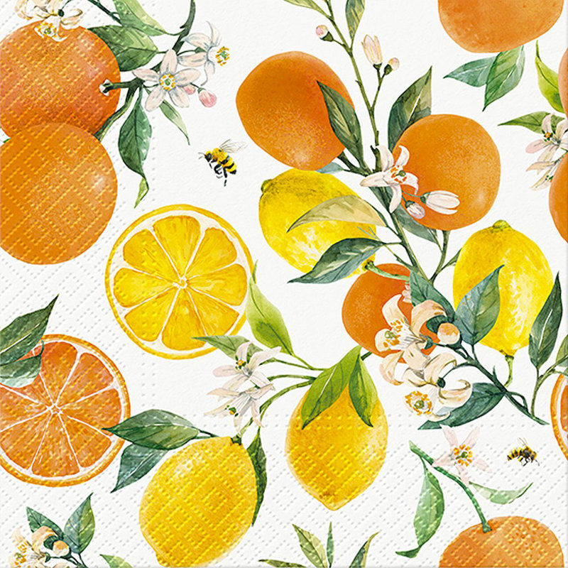 Grand citron avec serviettes d'abeilles